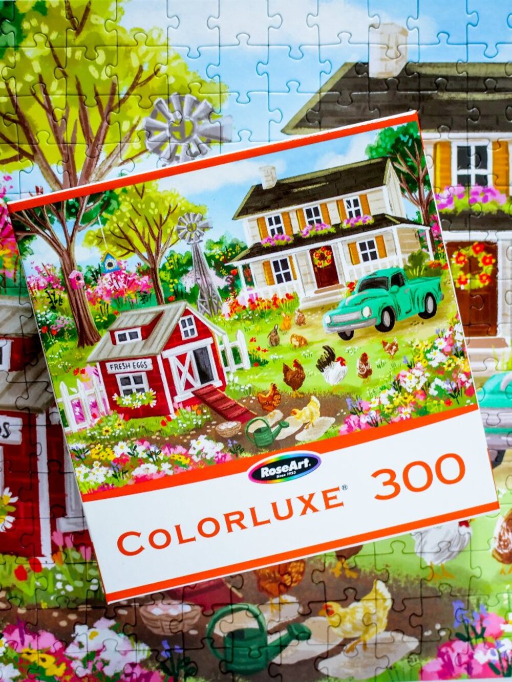 (300) Piece Jigsaw Puzzle 🌟 "Chicken Coop Farm" 🌟 by RoseArt Colorluxe